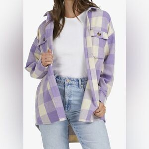 Wild fable periwinkle and white plaid oversized jacket size xs